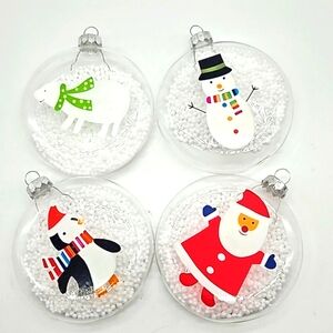 🎄4 piece lot clear holiday ornaments